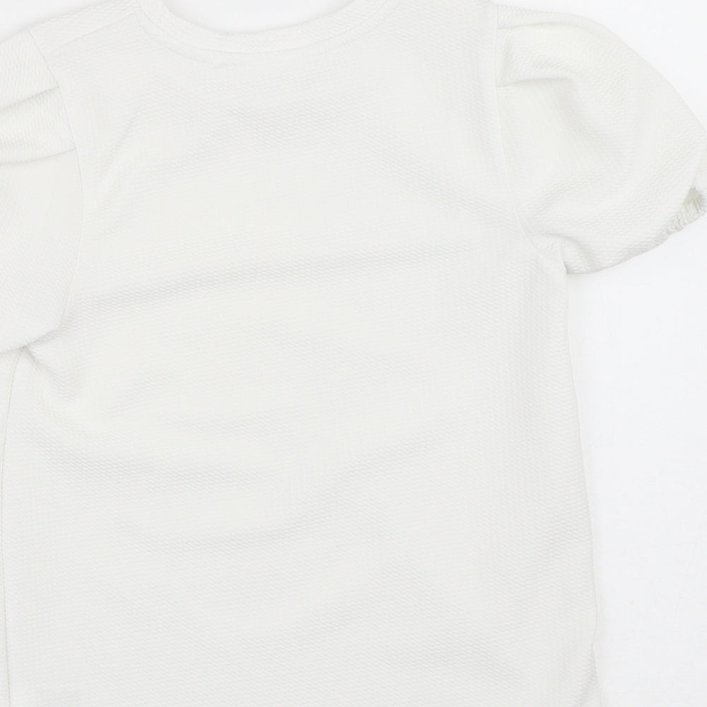Dunnes Stores Girls White  Polyester Basic Blouse Size 10-11 Years Crew Neck