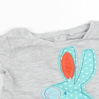 NEXT Baby Grey  Cotton Basic T-Shirt Size 3-6 Months Crew Neck  - Rabbit