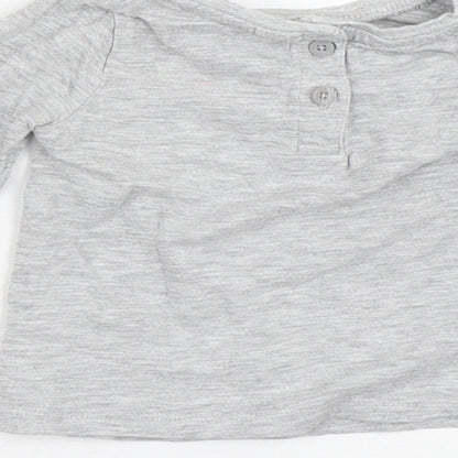 NEXT Baby Grey  Cotton Basic T-Shirt Size 3-6 Months Crew Neck  - Rabbit