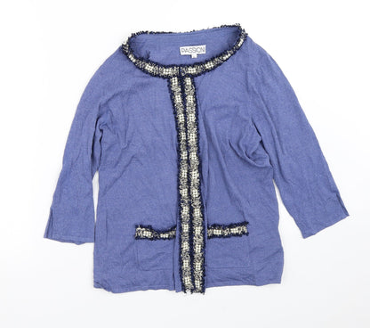Passion Womens Purple Round Neck  Viscose Cardigan Jumper Size L