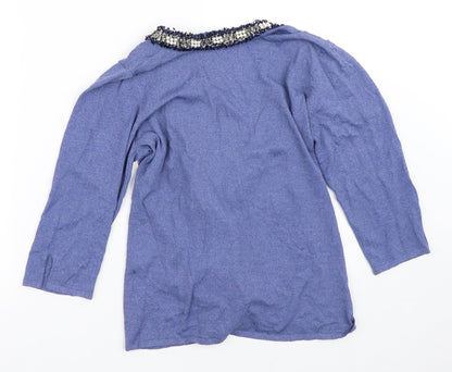 Passion Womens Purple Round Neck  Viscose Cardigan Jumper Size L