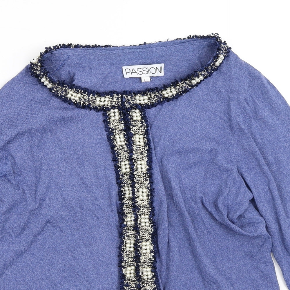 Passion Womens Purple Round Neck  Viscose Cardigan Jumper Size L