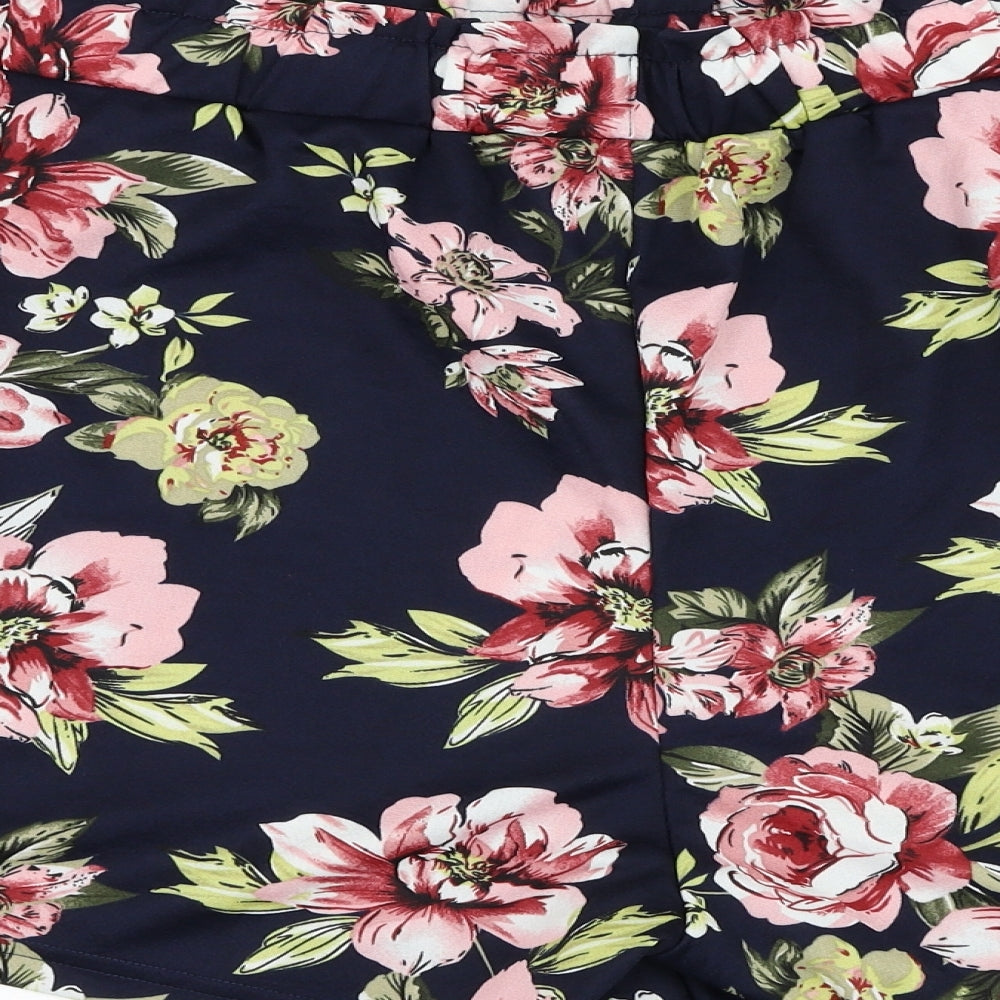 SheIn Womens Blue Floral Polyester Paperbag Shorts Size 4XL L4 in Regular