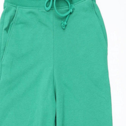 Marks and Spencer Womens Green  Cotton Jogger Trousers Size 6 L26 in Regular