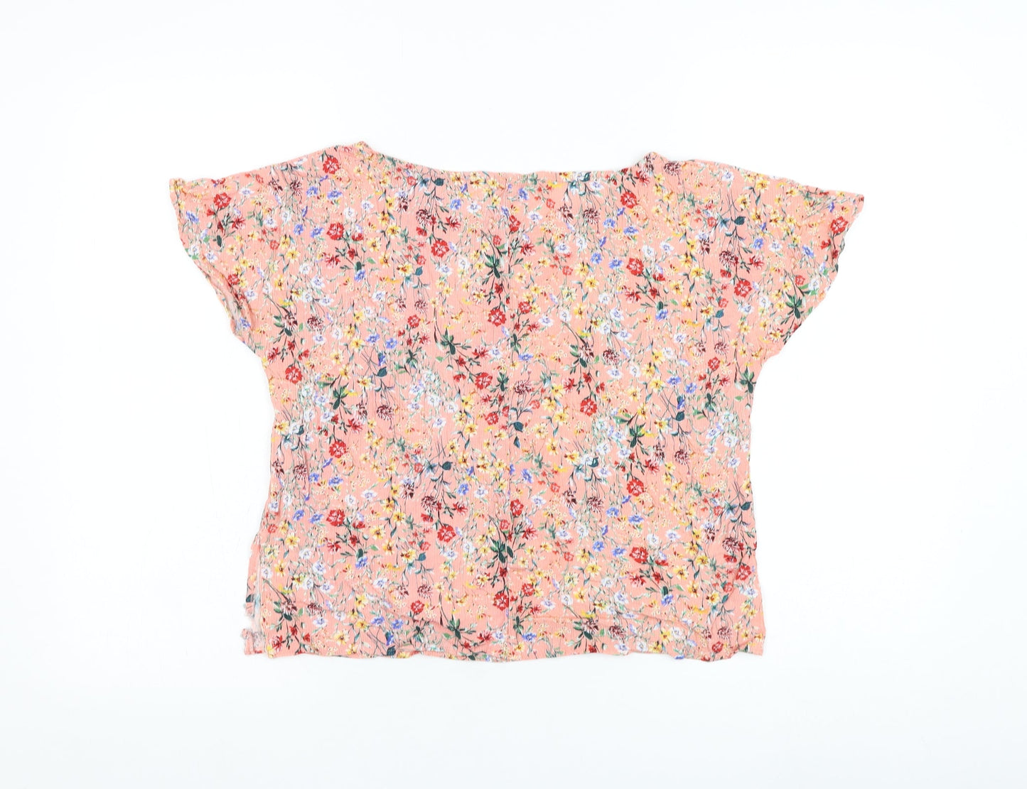 F&F Womens Pink Floral Viscose Basic Blouse Size 10 Round Neck