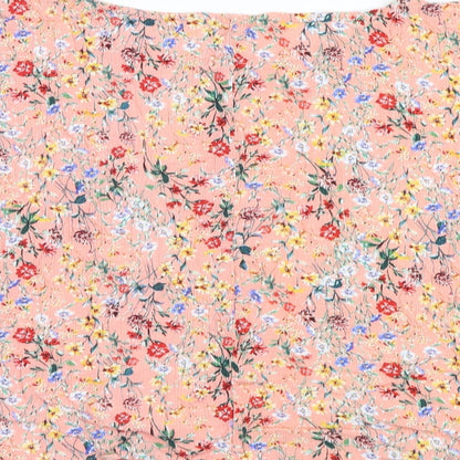 F&F Womens Pink Floral Viscose Basic Blouse Size 10 Round Neck