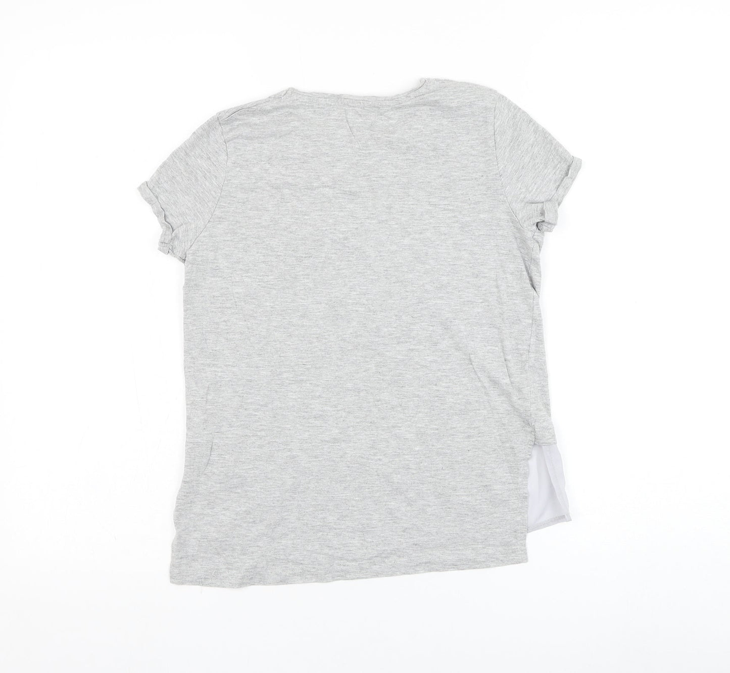 Preworn Girls Grey  Cotton Basic T-Shirt Size 11-12 Years Round Neck Pullover - Rule The World