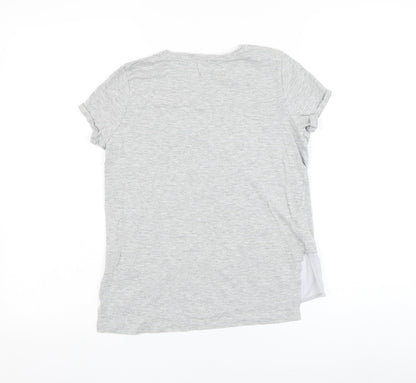Preworn Girls Grey  Cotton Basic T-Shirt Size 11-12 Years Round Neck Pullover - Rule The World