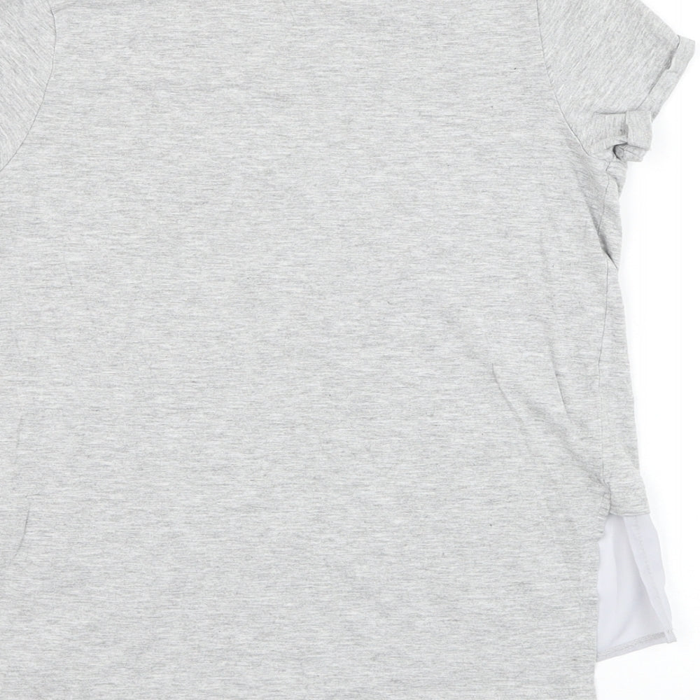 Preworn Girls Grey  Cotton Basic T-Shirt Size 11-12 Years Round Neck Pullover - Rule The World
