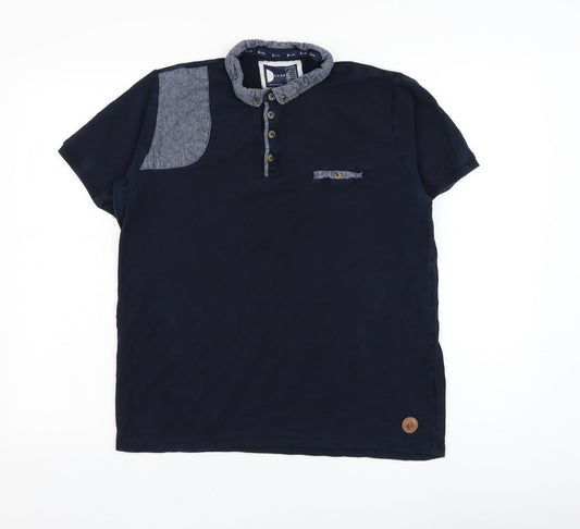 Code Mens Blue  Cotton  Polo Size L Collared Pullover