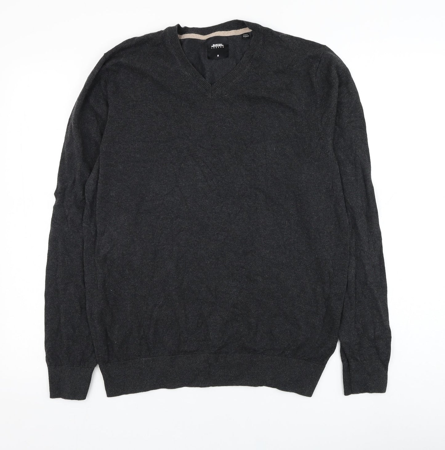 Burton Mens Grey V-Neck  Cotton Pullover Jumper Size M