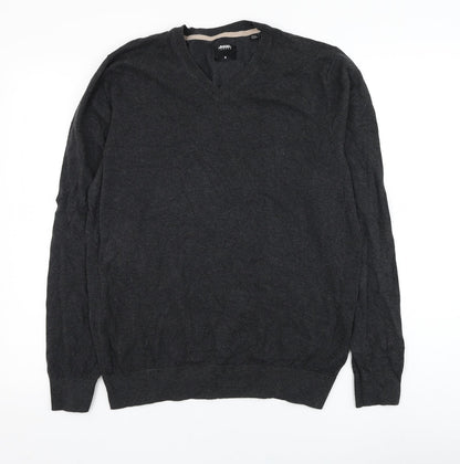 Burton Mens Grey V-Neck  Cotton Pullover Jumper Size M