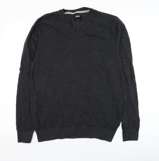 Burton Mens Grey V-Neck  Cotton Pullover Jumper Size M