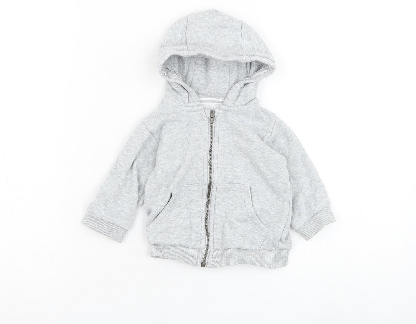 Marks and Spencer Boys Grey  Cotton Full Zip Jumper Size 3-6 Months  Zip