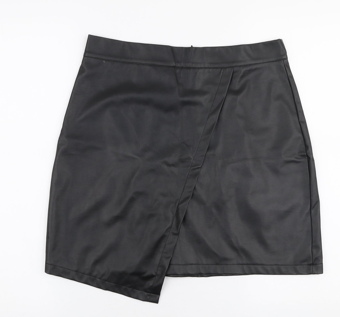 SheIn Womens Black  Cotton A-Line Skirt Size L   Zip