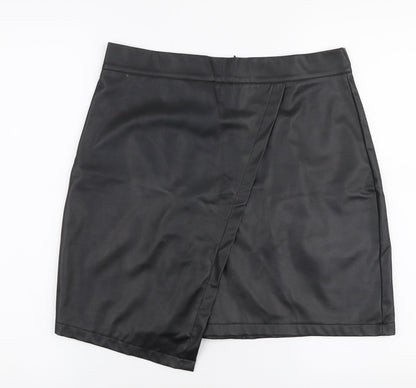 SheIn Womens Black  Cotton A-Line Skirt Size L   Zip