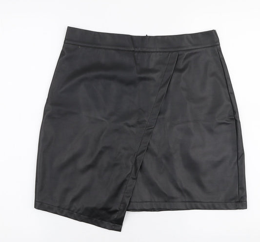 SheIn Womens Black  Cotton A-Line Skirt Size L   Zip