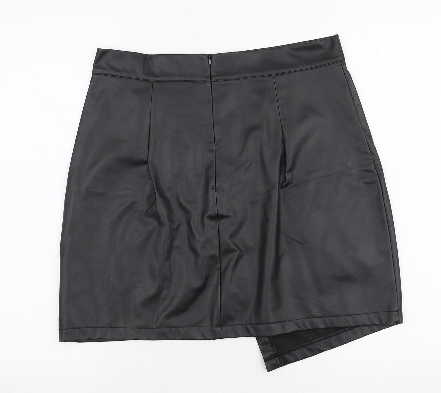 SheIn Womens Black  Cotton A-Line Skirt Size L   Zip