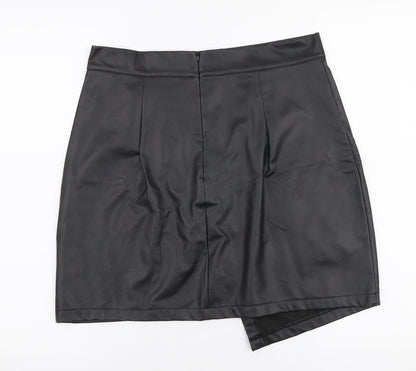 SheIn Womens Black  Cotton A-Line Skirt Size L   Zip