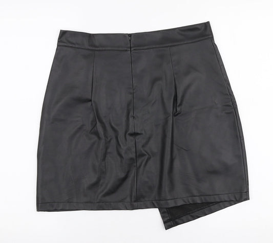 SheIn Womens Black  Cotton A-Line Skirt Size L   Zip