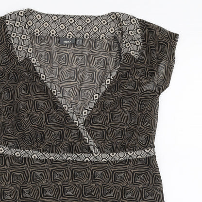 Mexx Womens Brown Geometric Polyester Basic Blouse Size XL V-Neck