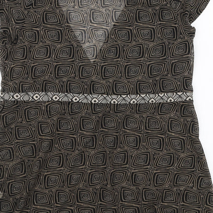 Mexx Womens Brown Geometric Polyester Basic Blouse Size XL V-Neck