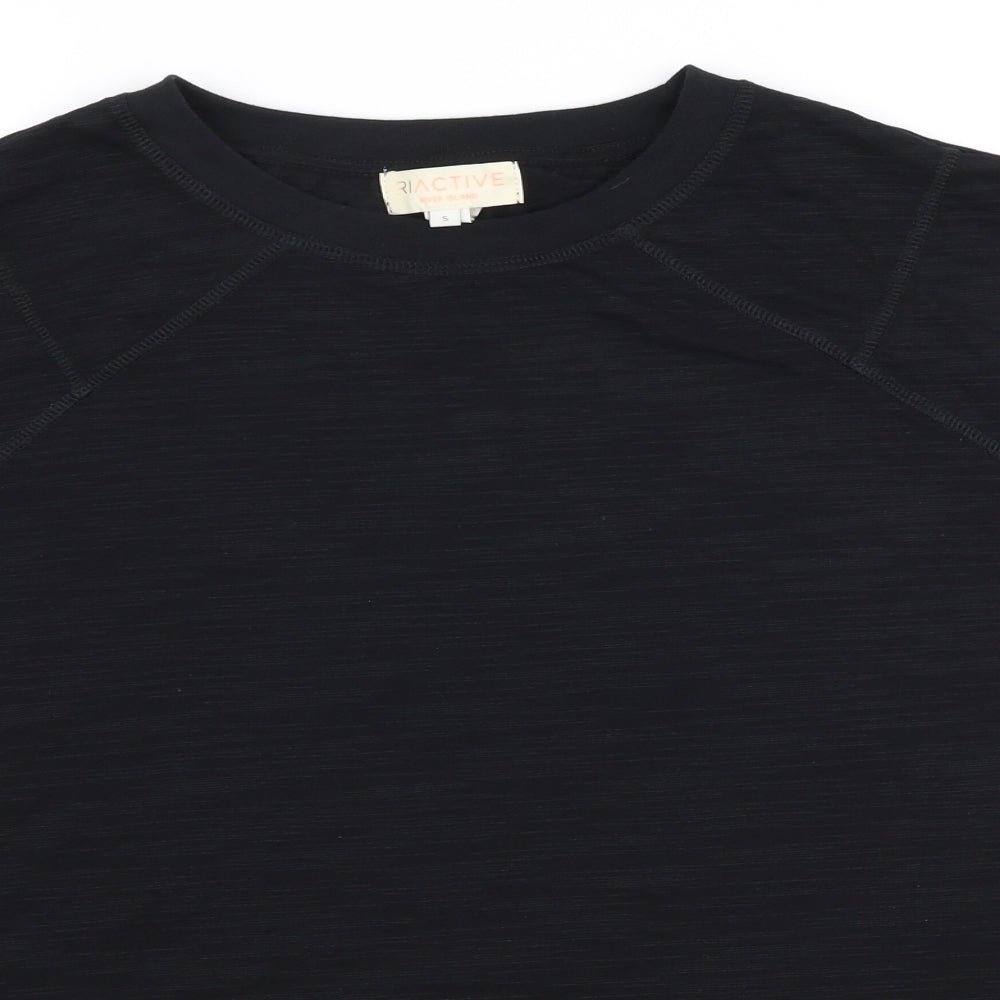 River Island Womens Black  Polyester Jersey T-Shirt Size S Round Neck Pullover