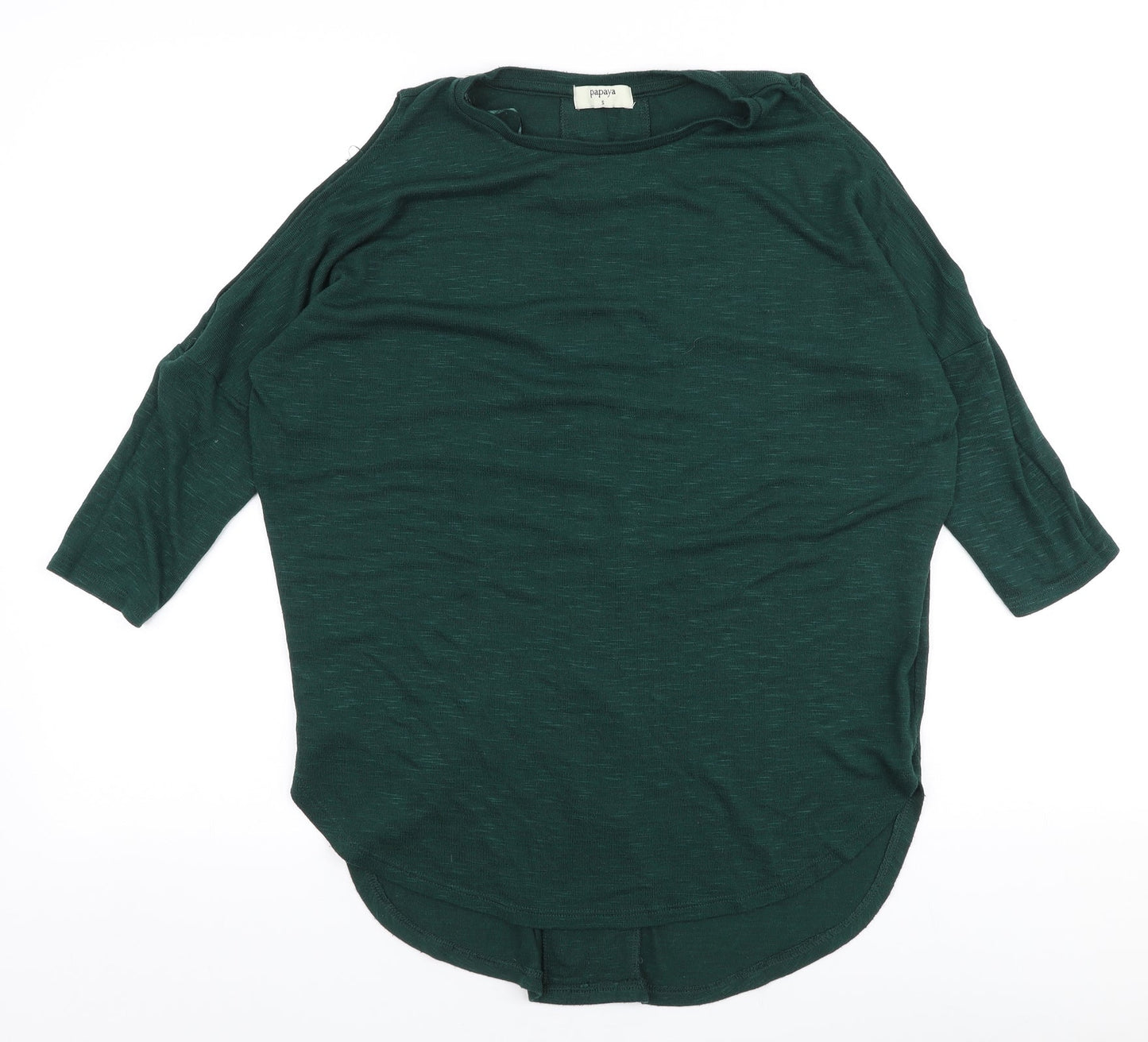 Papaya Womens Green  Viscose Basic Blouse Size S Round Neck