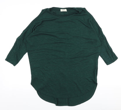 Papaya Womens Green  Viscose Basic Blouse Size S Round Neck