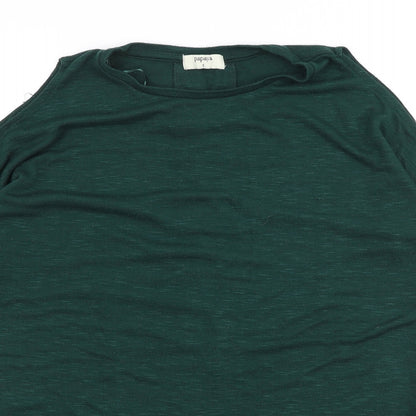 Papaya Womens Green  Viscose Basic Blouse Size S Round Neck