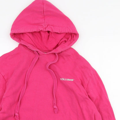 Womens UK Size XS COLLUSION Pink Pullover Hoodie