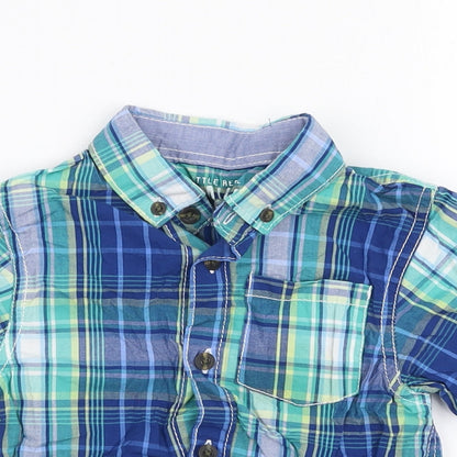 Rebel Boys Multicoloured Plaid 100% Cotton Basic Dress Shirt Size 18-24 Months Collared Button