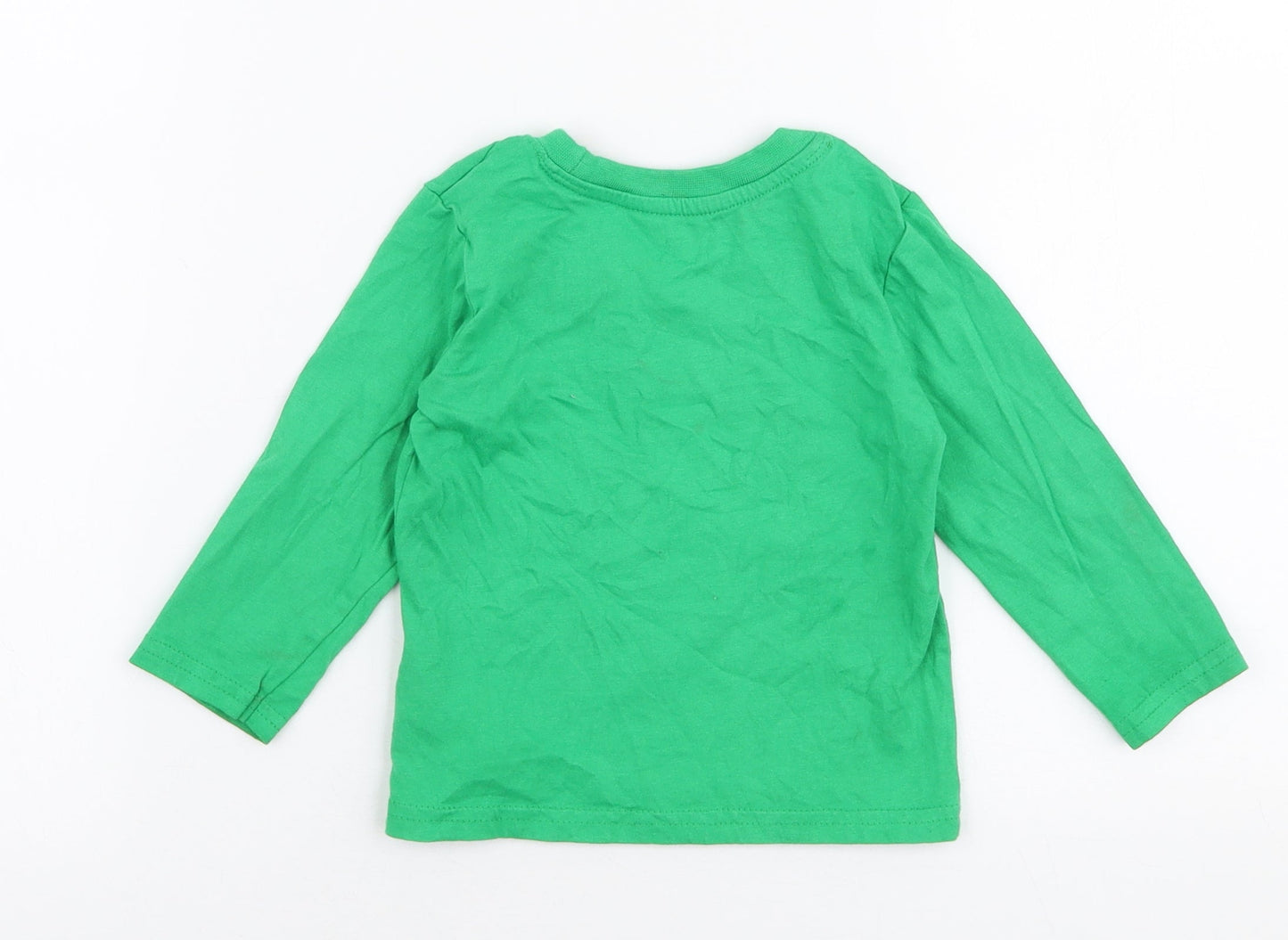 Primark Baby Green  100% Cotton Jersey T-Shirt Size 9-12 Months Round Neck Pullover - Lucky little charm
