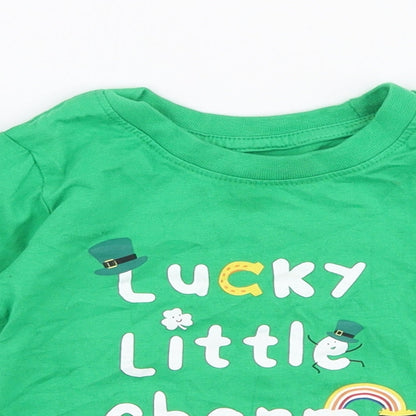 Primark Baby Green  100% Cotton Jersey T-Shirt Size 9-12 Months Round Neck Pullover - Lucky little charm
