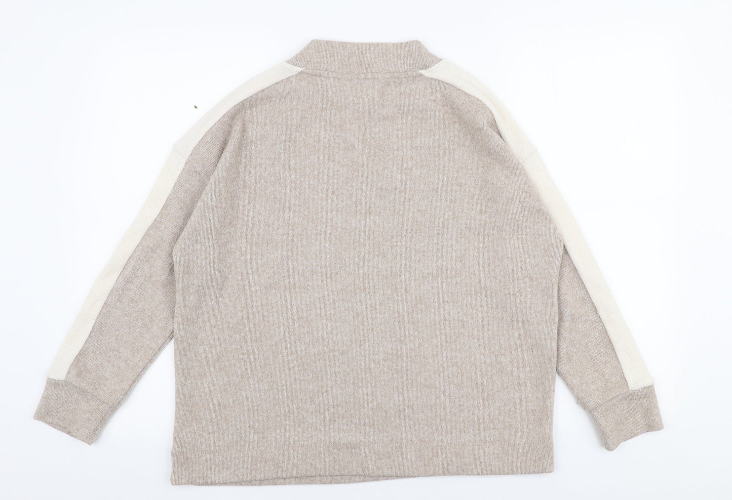 F&F Womens Beige High Neck  Polyester Pullover Jumper Size 8