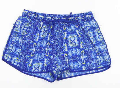 Atmosphere Womens Blue Geometric Polyester Hot Pants Shorts Size 14 L3 in Regular Drawstring