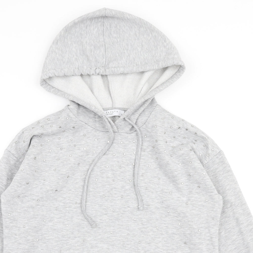 Papaya Womens Grey  Polyester Pullover Hoodie Size S  Pullover