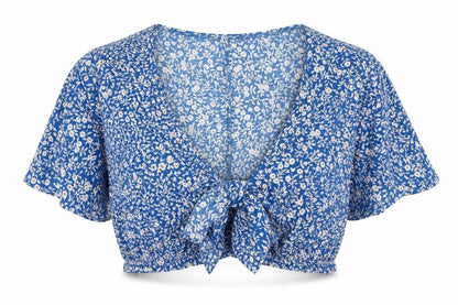 Womens UK Size S SheIn Blue Cropped Blouse