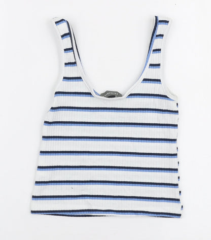 Primark Womens Multicoloured Striped Polyester Cropped Tank Size 8 Round Neck