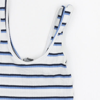 Primark Womens Multicoloured Striped Polyester Cropped Tank Size 8 Round Neck