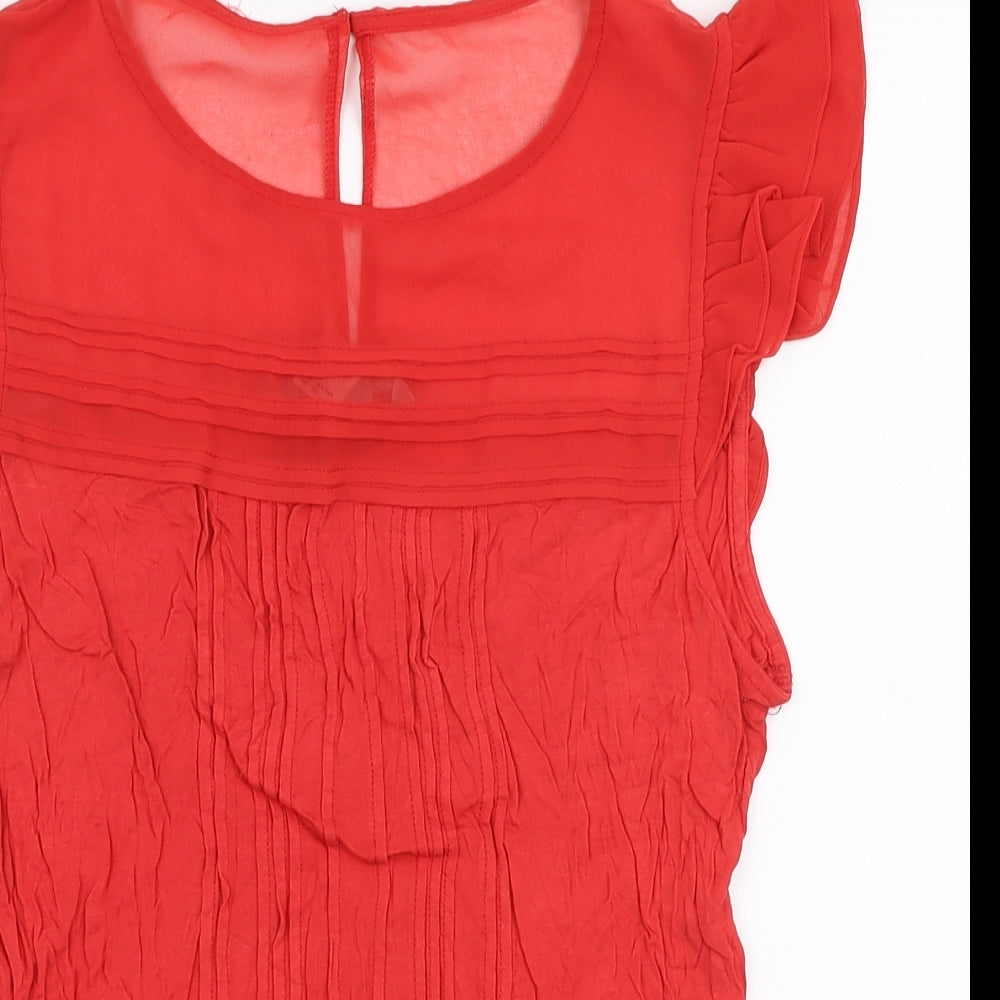 Womens UK Size S H&M Red Jersey Blouse
