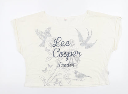 Womens UK Size 16 Lee Cooper White Cropped T-Shirt