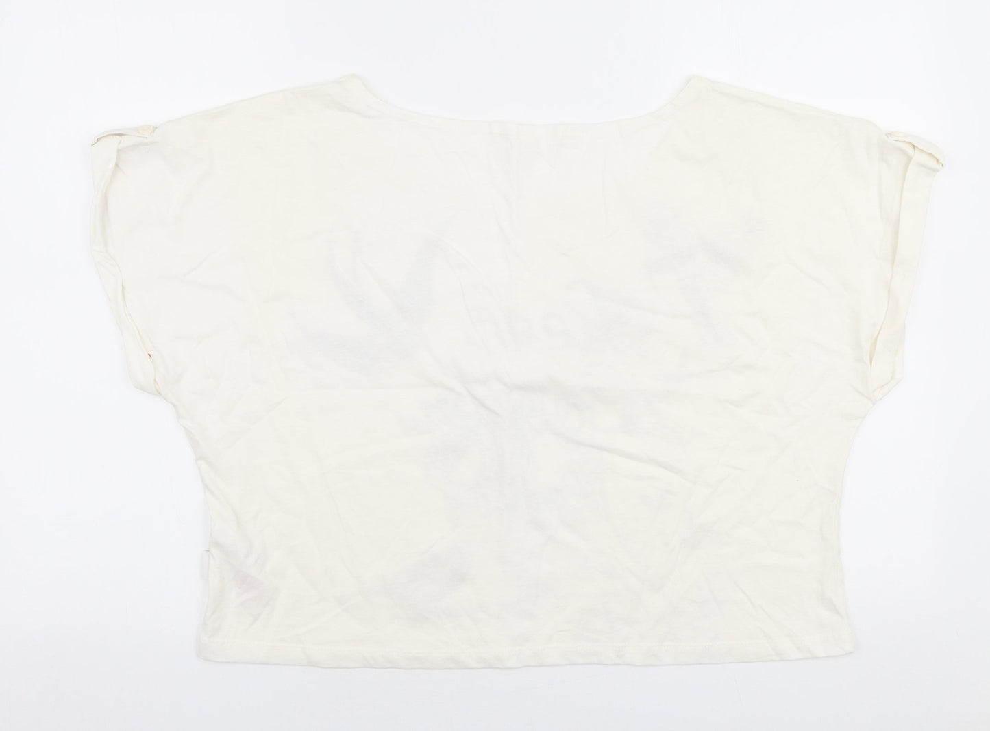 Womens UK Size 16 Lee Cooper White Cropped T-Shirt