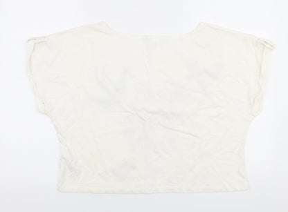 Womens UK Size 16 Lee Cooper White Cropped T-Shirt