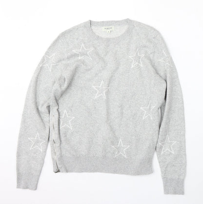 Elwood Womens Grey Round Neck  Acrylic Pullover Jumper Size 8