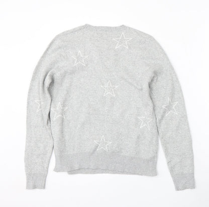 Elwood Womens Grey Round Neck  Acrylic Pullover Jumper Size 8