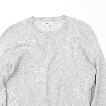 Elwood Womens Grey Round Neck  Acrylic Pullover Jumper Size 8