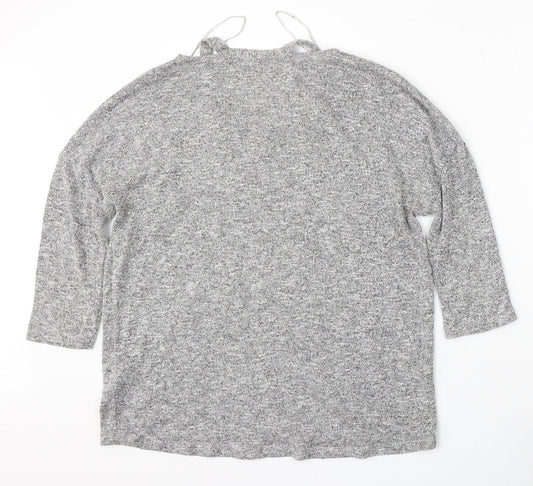 TU Womens Grey V-Neck  Polyester Pullover Jumper Size 12