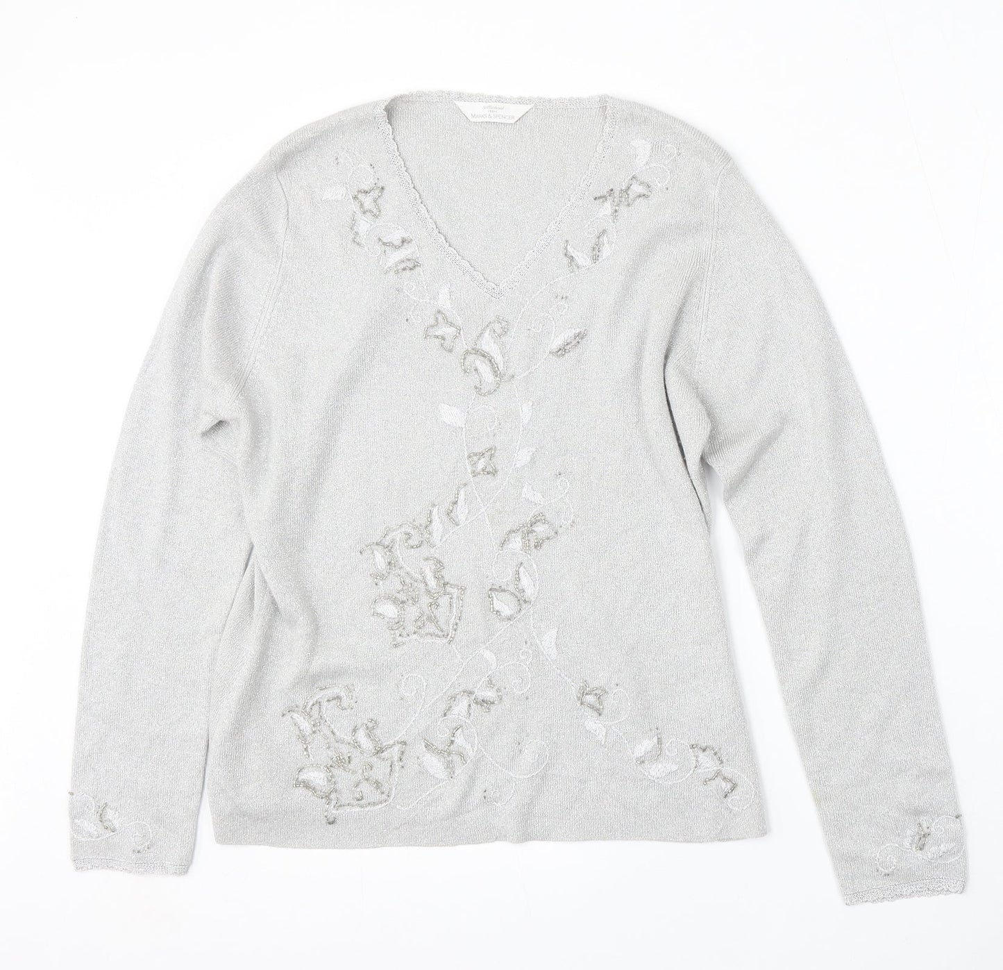 Womens UK Size M St Michael Silver Pullover Jumper