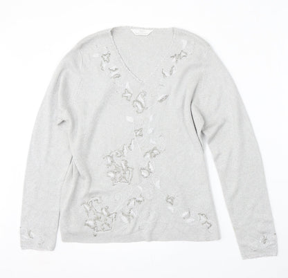 Womens UK Size M St Michael Silver Pullover Jumper